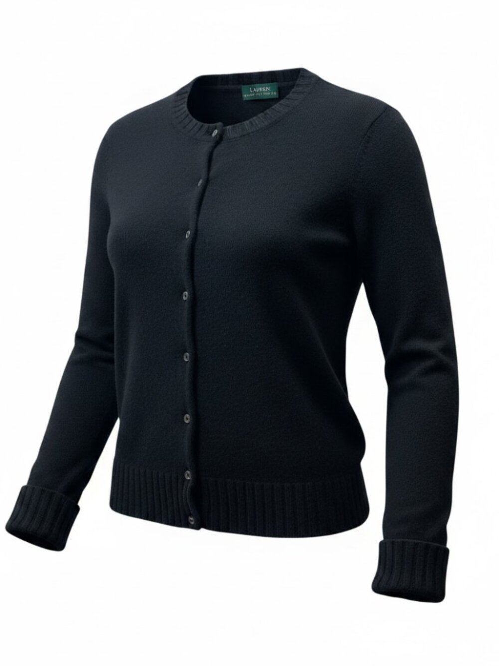 Lauren Ralph‎ Lauren Black Cashmere Cardigan Sz M Black #86Q